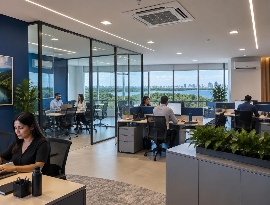 Escritório empresarial moderno e climatizado